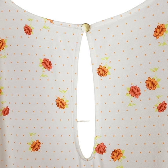 Free People Dress Celia Floral Long Sleeve Mini Ivory Combo L NWT - Picture 6 of 7